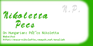 nikoletta pecs business card